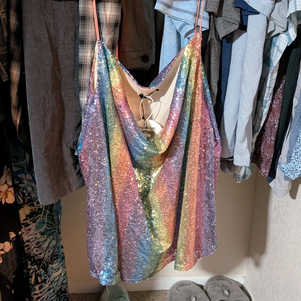 Rainbow sequin top
